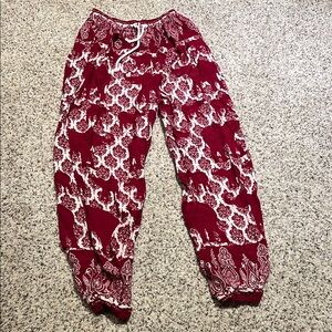 Women's Red Paisley Pants